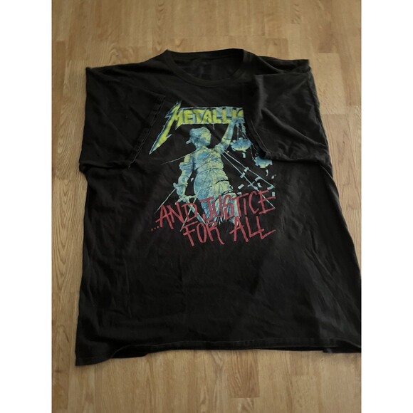 Vintage Metallica And Justice For All Black Graphic T-Shirt 2XL - Picture 2 of 6